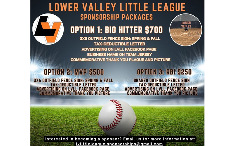 Lower Valley Little League Sponsorship Opportunities